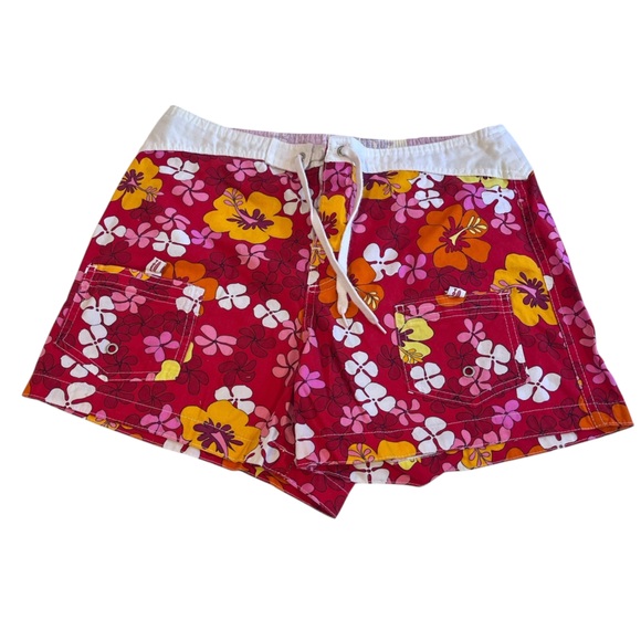 vintage y2k toes nose red floral print summer shorts psychedelic retro vacation - Picture 1 of 8
